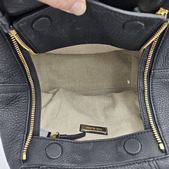 Tory Burch Leather Half Moon Small Satchel Hand Bag Black Leather - Picture 4 of 7